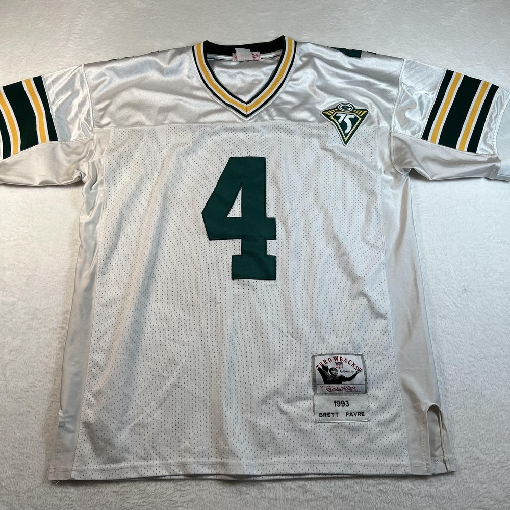 Green Bay Packers Jersey Mens 48  XL‎ White NFL Brett Favre Mitchell & Ness